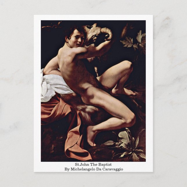 St.John The Baptist By Michelangelo Da Caravaggio Postcard (Front)