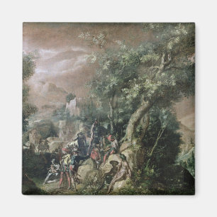 St. John the Baptist Preaching (oil on canvas) Magnet
