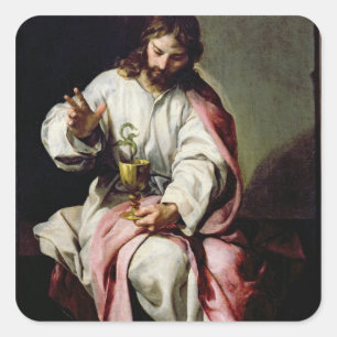 St. John the Evangelist and the Poisoned Cup Square Sticker