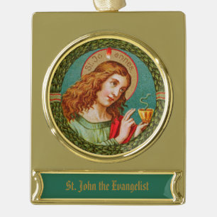 St. John the Evangelist (JMAS 06) Gold Plated Banner Ornament