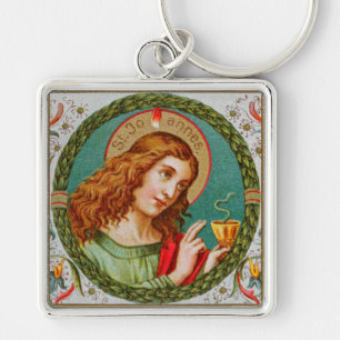 St. John the Evangelist (JMAS 06) Square Metal Key Ring