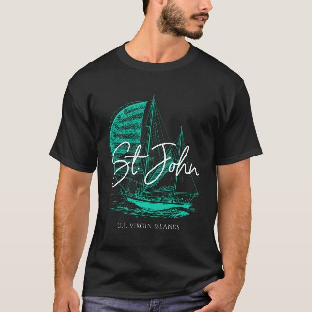 St John Us Virgin Islands Sailboat T-Shirt (Front)