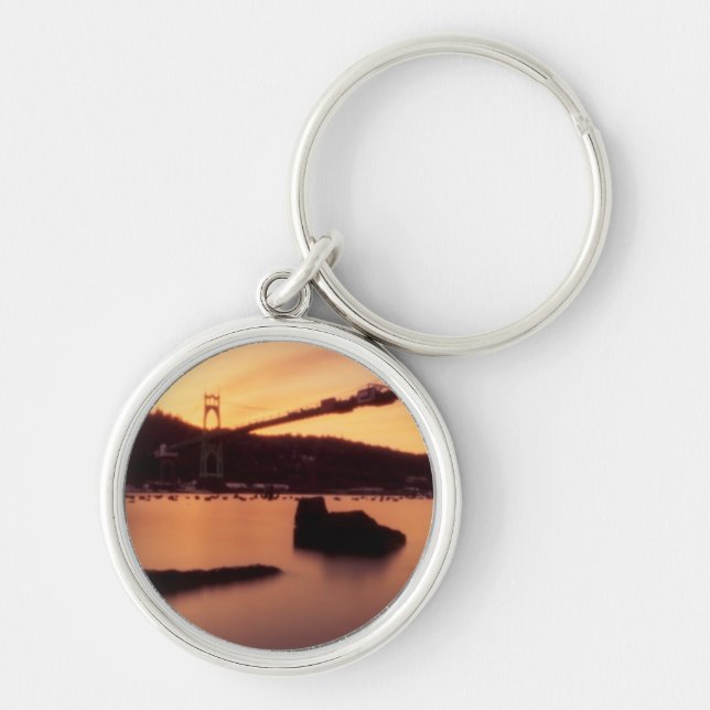 St Johns Bridge Sunset Key Ring (Front)