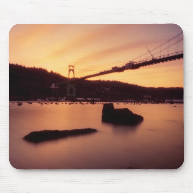 St Johns Bridge Sunset Mouse Pad (Front)
