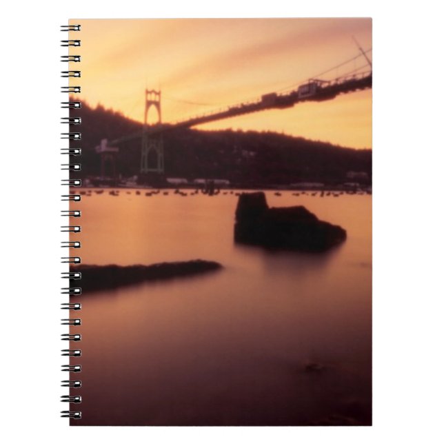 St Johns Bridge Sunset Spiral Notebook (Front)