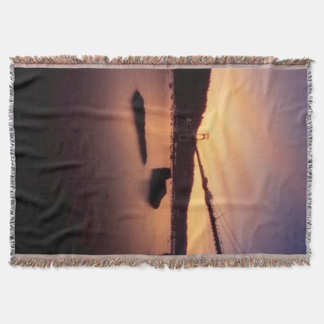 St Johns Bridge Sunset Throw Blanket (Front)