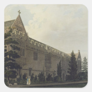 St. John's College seen from the garden, illustrat Square Sticker