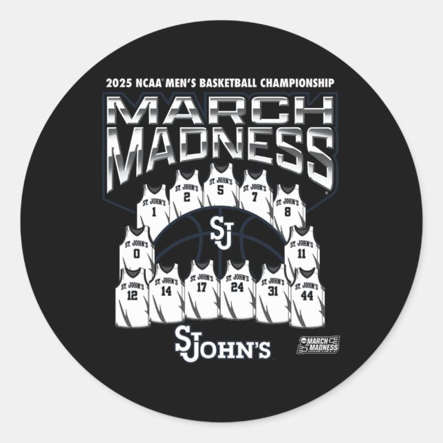 St. John's March Madness 2025 Men's Sketll Nil  Classic Round Sticker (Front)