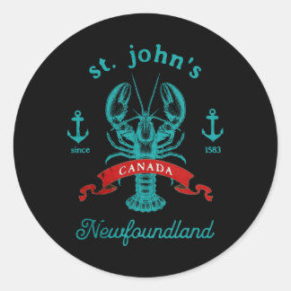 St Johns Newfoundland Canada Lobster Vacation Souv Classic Round Sticker