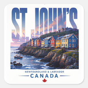 St Johns Newfoundland Colourful Coastal City Trave Square Sticker
