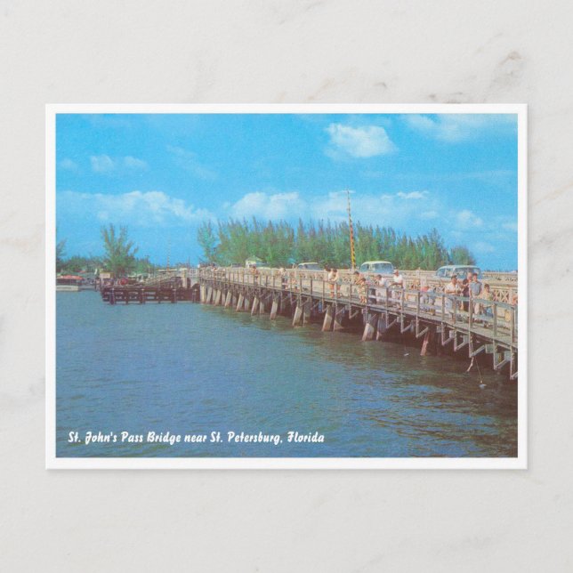 St. John's Pass Bridge, Florida vintage Postcard (Front)