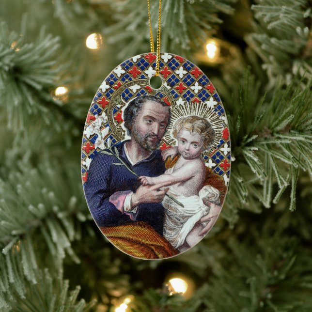 St. Joseph and the Christ Child (DPT 002) Ceramic Tree Decoration (Tree)