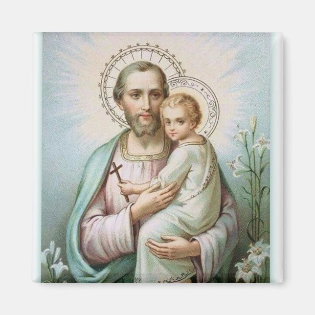 St. Joseph Baby Jesus  Lily Magnet (Front)
