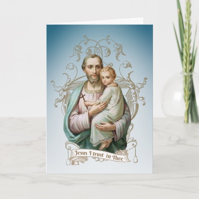 St. Joseph  Baby Jesus Religious Catholic Saint Card (Front)