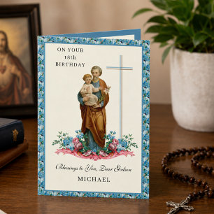 St. Joseph Catholic Godson 18th Birthday Card