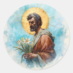 St Joseph Catholic Saints Christian Religious Classic Round Sticker