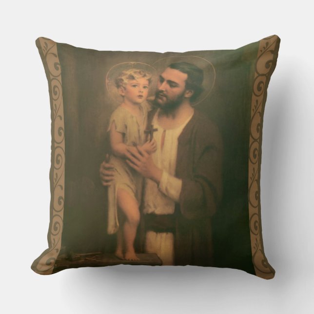 St. Joseph & Child Jesus C. Bosseron Chambers Cushion (Front)