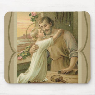 St. Joseph & Child Jesus Decorative Gold Mouse Pad