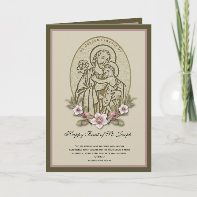 St. Joseph Child Jesus Feast Day Floral  Card (Front)