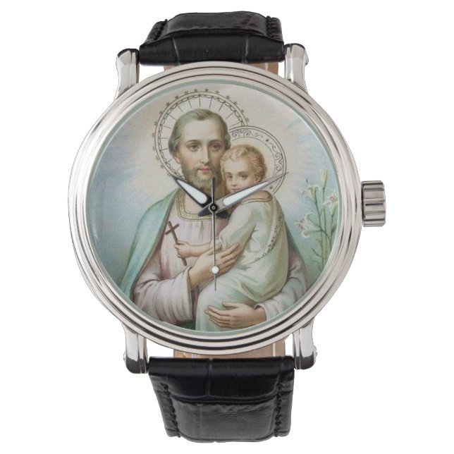St. Joseph Child Jesus Traditional Lilies Watch (Front)