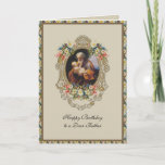 St Joseph Father Dad Birthday Floral Prayer Card<br><div class="desc">This is a beautiful traditional Catholic religious vintage card of St. Joseph holding the baby Jesus in his arms. Inside is the Memorare Prayer to St. Joseph with a lovely verse. Also included is a line art drawing of the Sacred Heart of Jesus, Immaculate Heart of Mary, and Chaste Heart...</div>