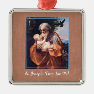 St. Joseph Feast Day with Infant Jesus Metal Tree Decoration