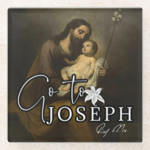 St. Joseph Jesus Catholic Prayer Religious Glass Coaster