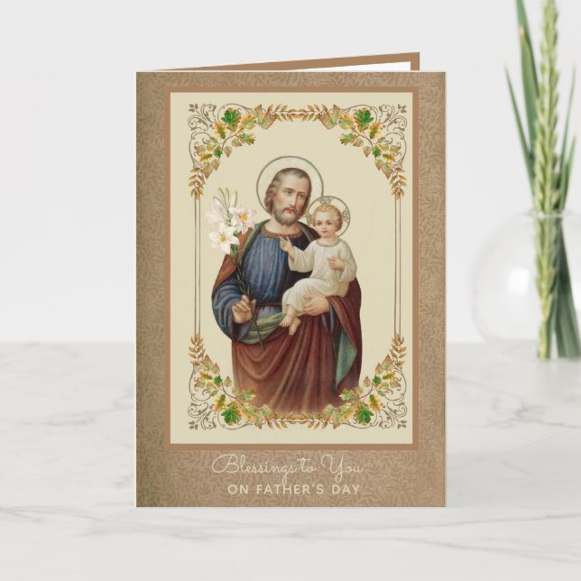 St. Joseph Jesus Fathers Day Catholic Religious Card (Front)