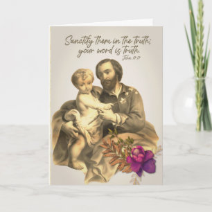 St. Joseph Jesus Feast Day Religious Prayer Holiday Card