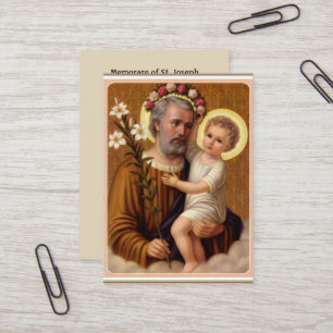 St. Joseph Jesus Lily Memorare Prayer Business Card