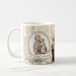 St. Joseph Jesus  Vintage Catholic Prayer Memorare Coffee Mug