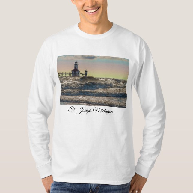St Joseph Lighthouse Painterly Long Sleeve T-Shirt (Front)