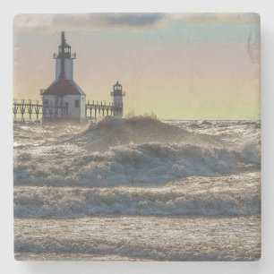 St Joseph Lighthouse Painterly Stone Coaster