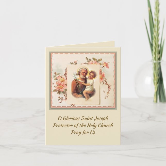 St. Joseph Memorare Prayer Greeting Card (Front)