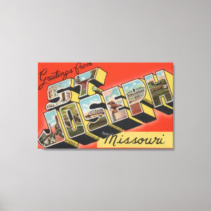 St. Joseph, Missouri - Large Letter Scenes Canvas Print