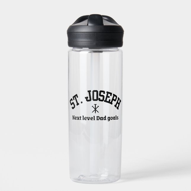 St. Joseph Next Level Dad Black Collegiate Font  Water Bottle (Front)