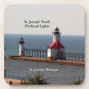 St. Joseph North Pier Lights 6 plastic coasters