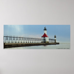 St. Joseph North Pier Lights, Michigan Poster