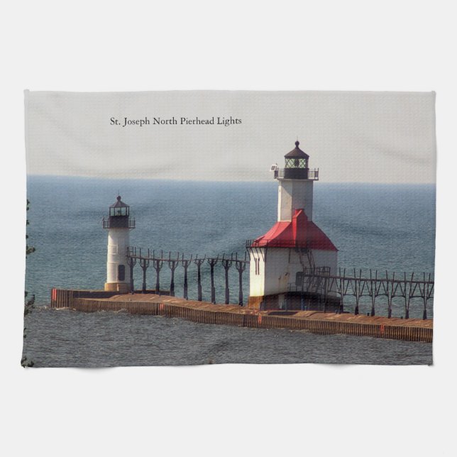 St. Joseph North Pierhead Lights kitchen towel (Horizontal)
