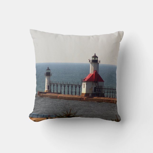 St. Joseph North Pierhead Lights pillow plain (Front)