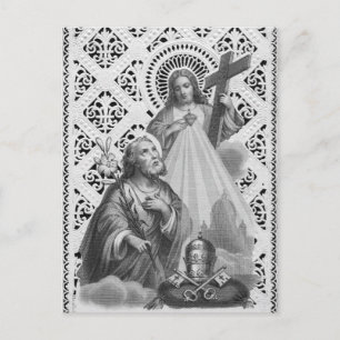 St. Joseph, Papal Symbols, and SHJ (Detail; LT 02) Postcard