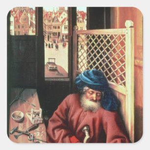 St. Joseph Portrayed as a Mediaeval Carpenter Square Sticker