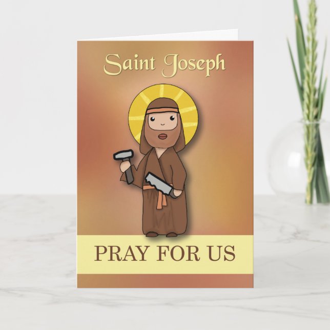 St. Joseph Pray for Us Simple Catholic Saint Card (Front)