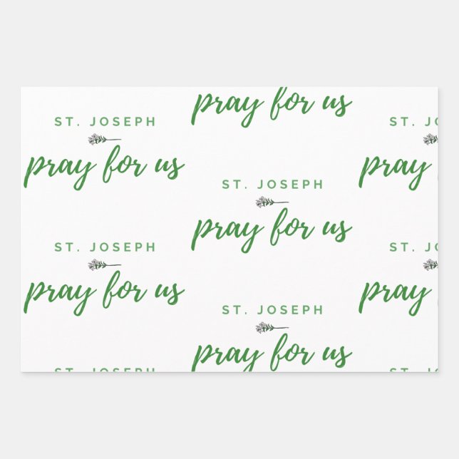 St. Joseph Pray for Us Wrapping Paper Sheet (Front 3)