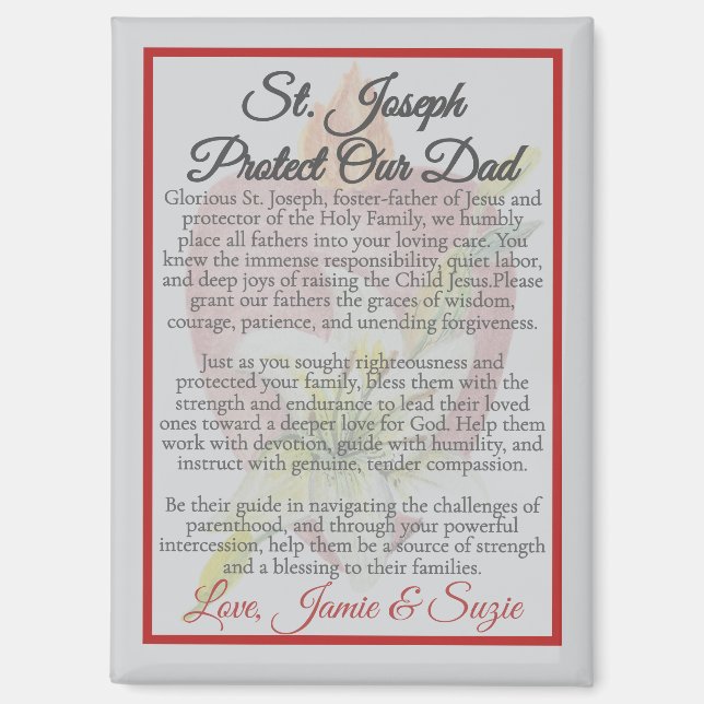 St. Joseph Prayer Magnet for Dad | Catholic Father (Front)