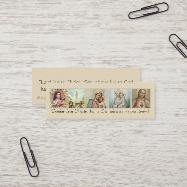 St. Joseph, Sacred Heart, Mary, Fatima, Therese Mini Business Card (Front/Back In Situ)