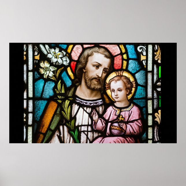 St. Joseph Stained Glass Religious Jesus Poster (Front)