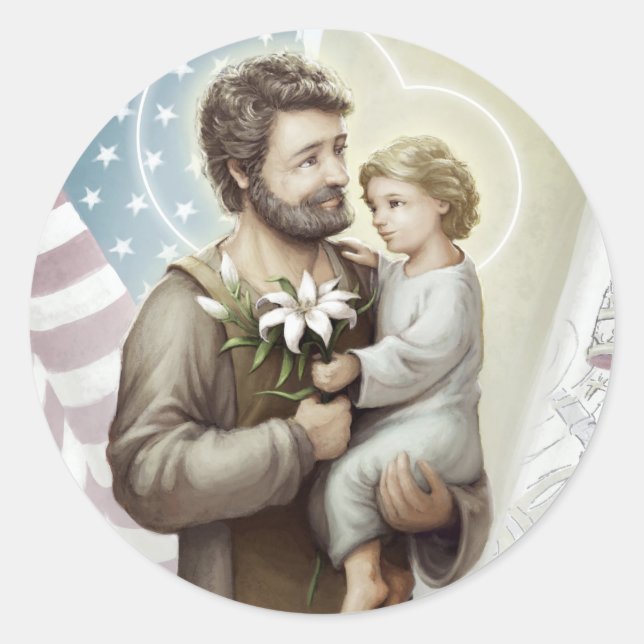 St. Joseph the Protector Classic Round Sticker (Front)