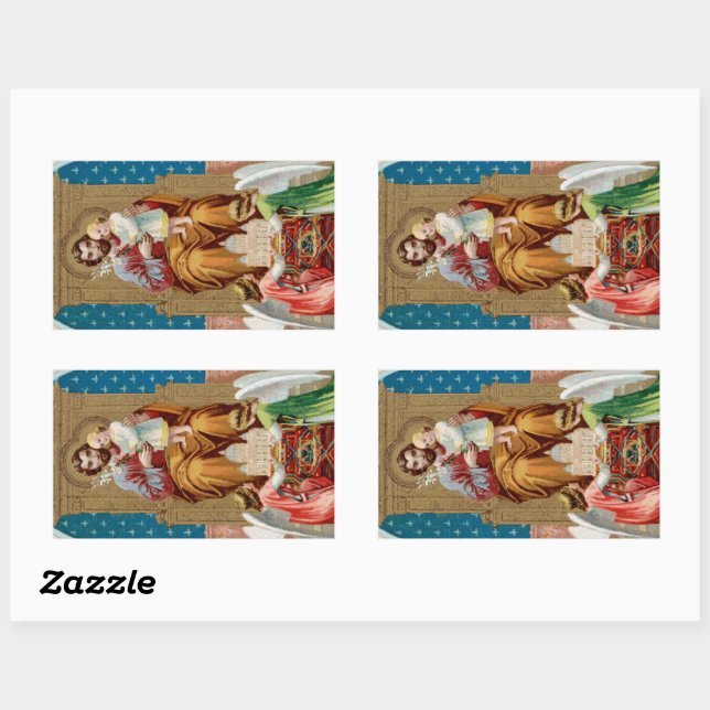 St. Joseph, Toddler CC, Angels with Vatican Model Rectangular Sticker (Sheet)