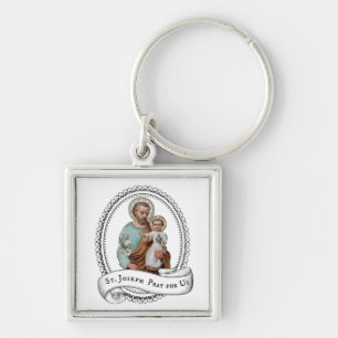 St. Joseph with Baby Jesus Religious Vintage Key Ring